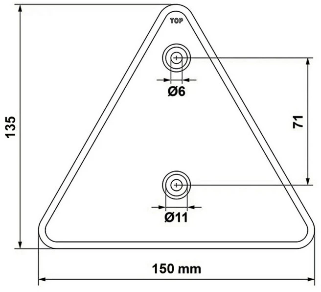 Atspindys trikampio formos 16cm be varžtų 2vnt.