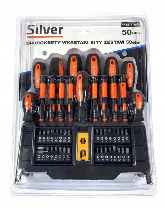 Silver Atsuktuvų rinkinys 50vnt su stovu