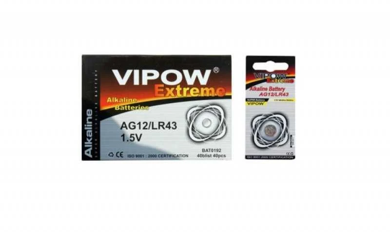 gp Baterijos elementas 1.5V VIPOW Extreme AG12/LR43 alkaline