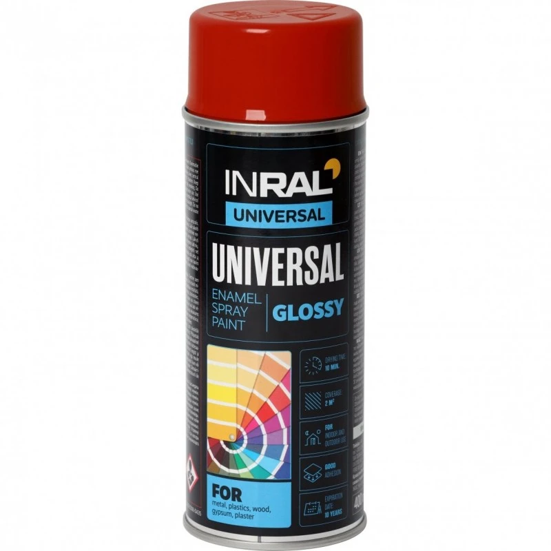 Dažai aerozoliniai INRAL UNIVERSAL rudai raudona RAL3011, blizgi 400ml