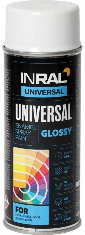 Dažai aerozolin. INRAL UNIVERSAL,balti blizgūs RAL9003 400ml