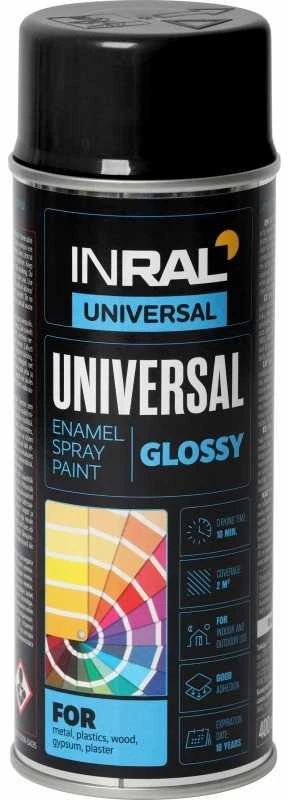Dažai aerozolin. INRAL UNIVERSAL,juodi blizgūs RAL9017 400ml