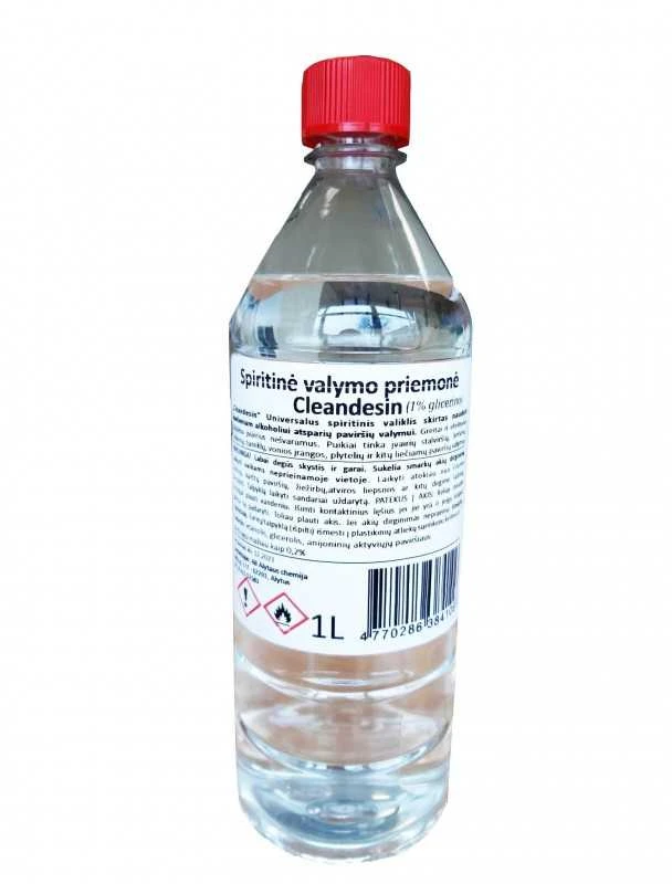 72% Spiritinė Valymo Priemonė "Cleandesin" | Greita ir efektyvi priemonė rankų valymui | Talpa 1L