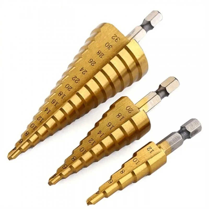 Grąžtas Grąžtų pakopinių rinkinys HEX sk.praplatinimui 3d.(15p.9p.5p.2mm)