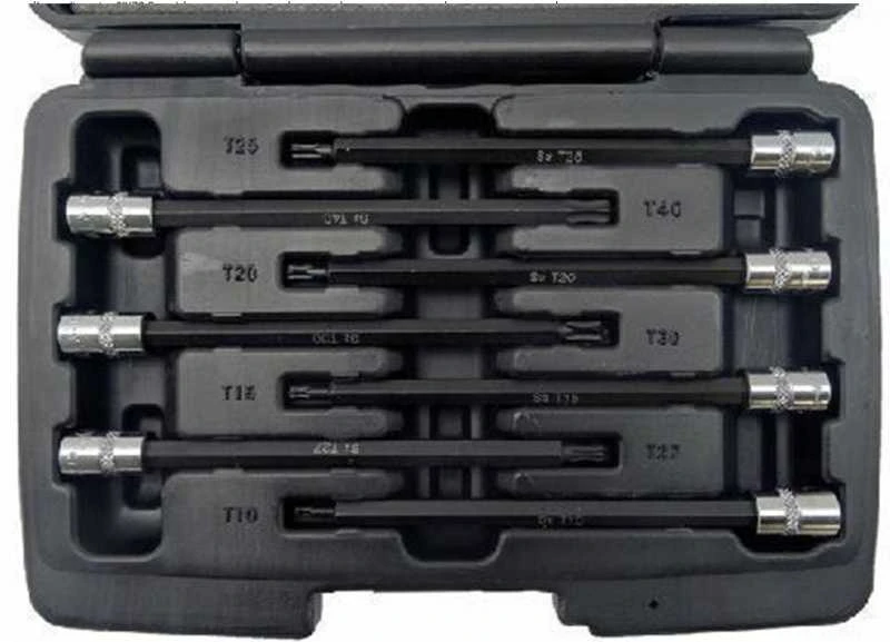 Įpresuotų antgalių rinkinys | 6.3 mm (1/4") | T-Star (Torx) S2 | T10 - T40 | 7 vnt.