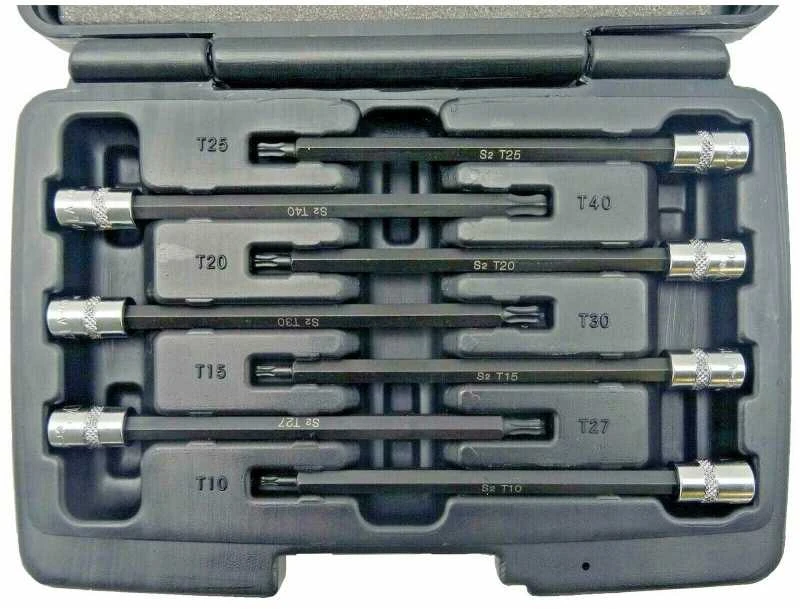 Įpresuotų antgalių rinkinys | 6.3 mm (1/4") | T-Star (Torx) S2 | T10 - T40 | 7 vnt.