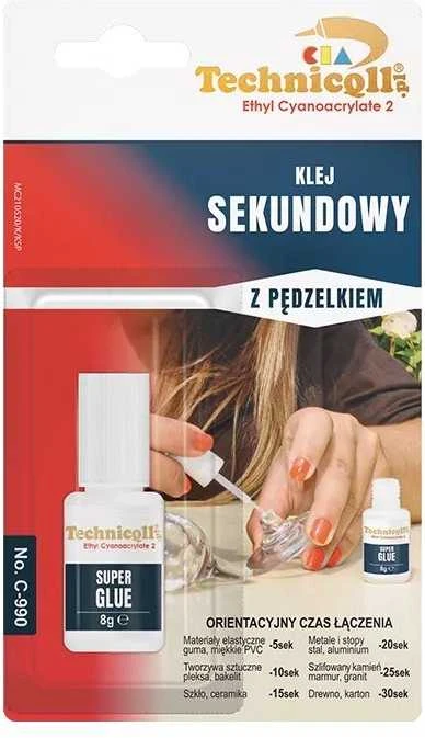 Klijai sekundiniai su teptuku 8g Techniqll C-990