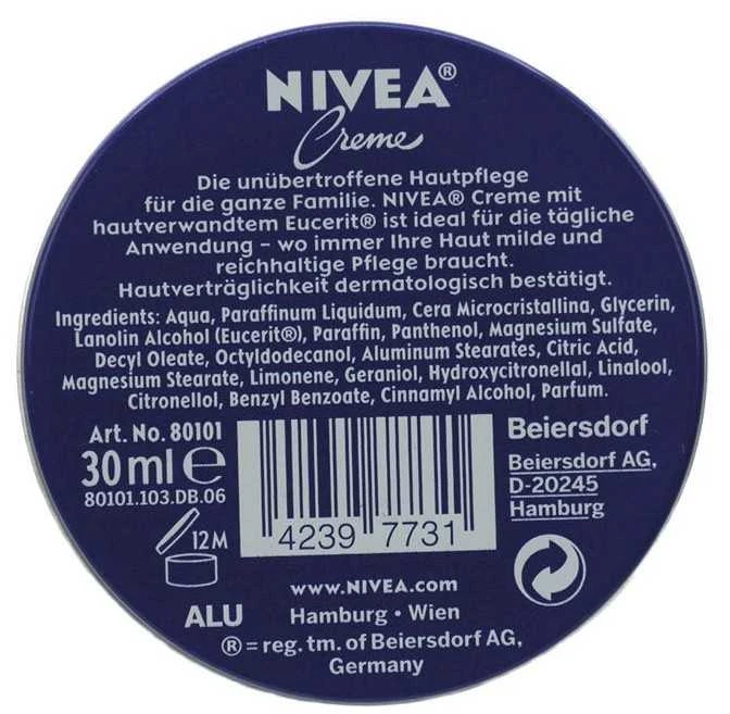 Kremas Nivea 30 ml metal.dėž.