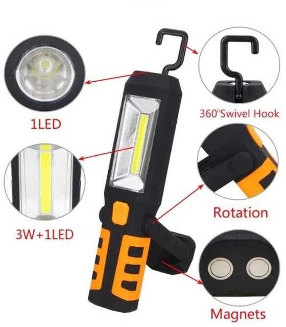 Lempa darbinė akumuliatorinė 3W COB LED+1W LED