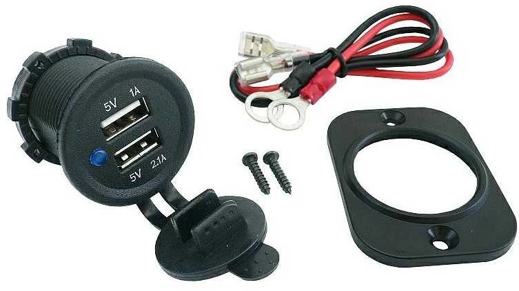 Lizdas 2 x USB-2,1A 12V/24V dvigubas