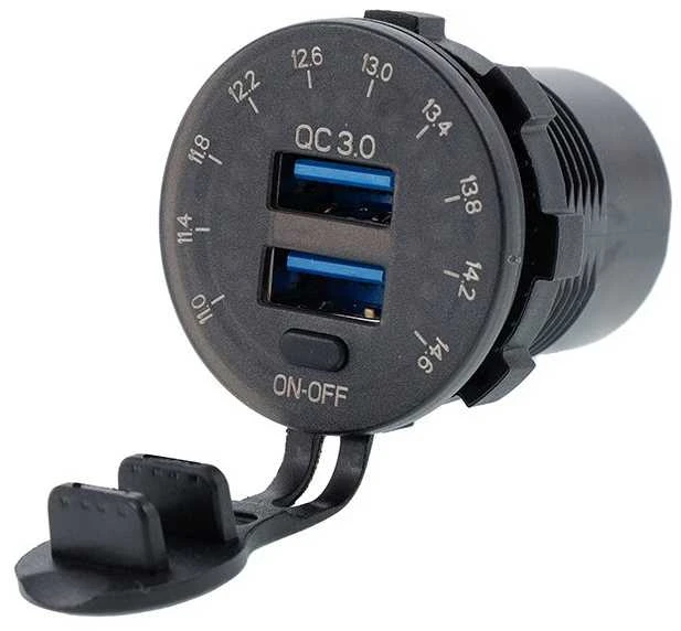Carmotion Lizdas įkrovimui įmontuojamas USB QC 3.0+USB 6A
