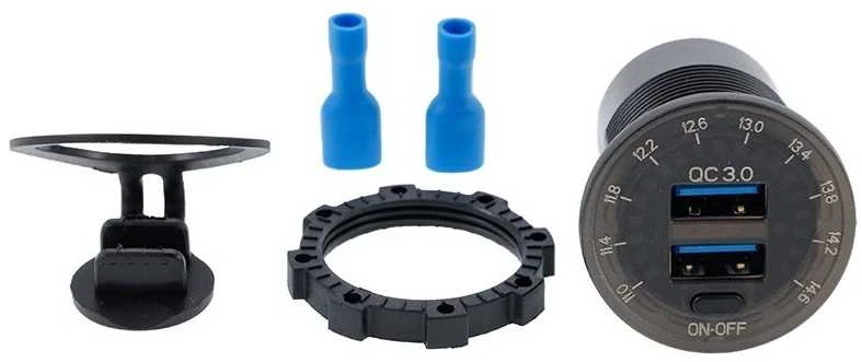 Carmotion Lizdas įkrovimui įmontuojamas USB QC 3.0+USB 6A