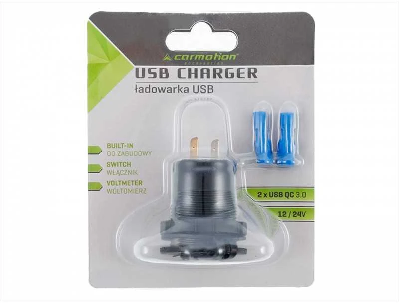 Carmotion Lizdas įkrovimui įmontuojamas USB QC 3.0+USB 6A