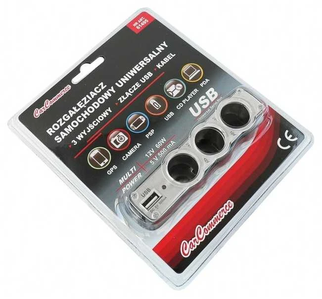 Lizdas trigubas +USB lizdas 12V