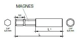 Magnetinis laikiklis 1/4"x1/4"x50mm
