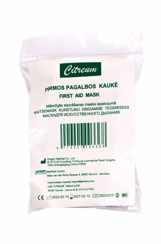 Pirmos pagalbos kaukė plastmasinis antgalis