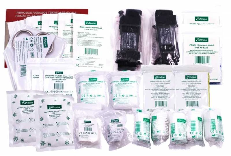 Įvairūs Pirmosios pagalbos rinkinys PVC dėkle (Juoda sp.)