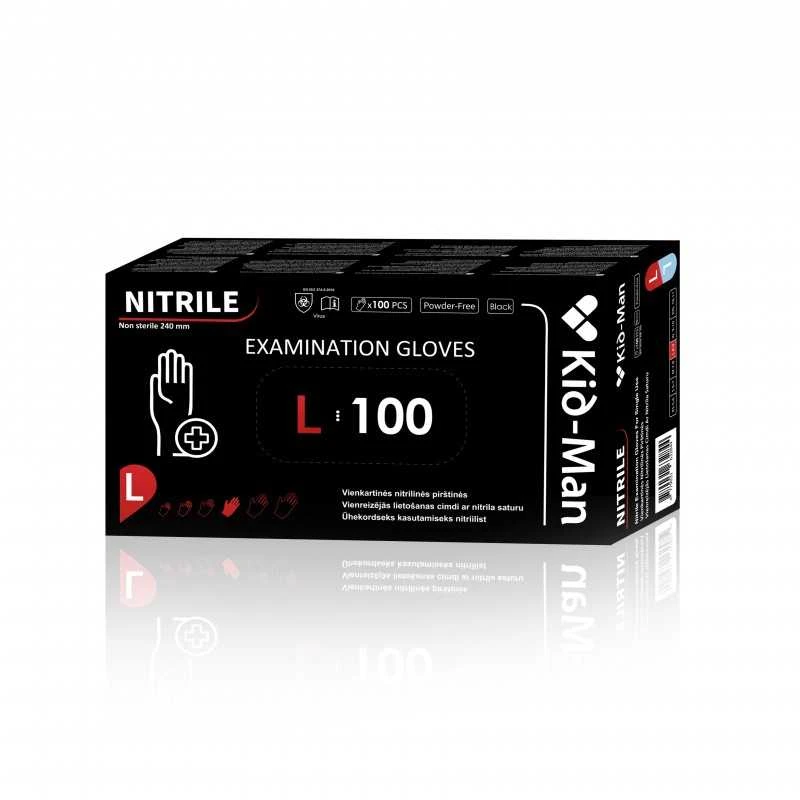 Pirštinės nesterilios nitrilinės juoda sp L 100vnt.