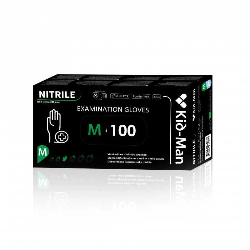 Pirštinės nesterilios nitrilinės juoda sp M 100vnt.