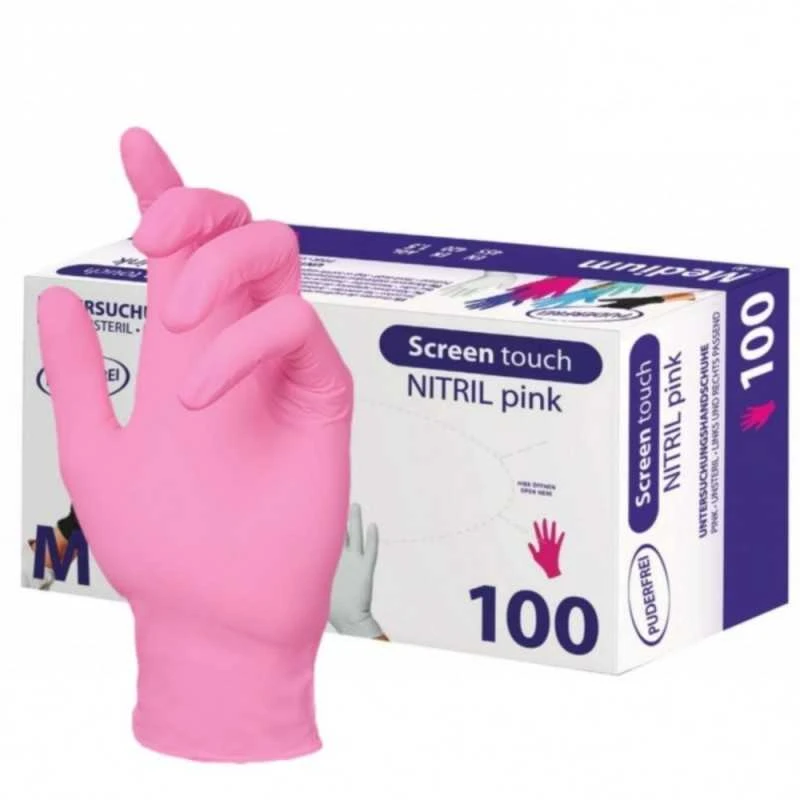 Pirštinės nesterilios nitrilinės rožinė sp M 100vnt.