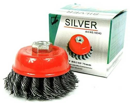 SILVER SZCZOTKA DOCZOŁOWA 125mm GWINT M14, DRUT SPLATANY