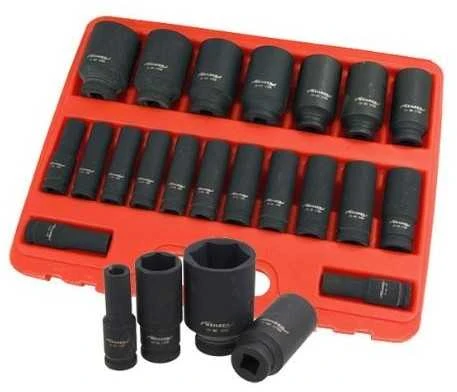 Smūginių ilgų galvučių rinkinys | 12,5 mm (1/2") | 10-38 mm | 20 vnt.
