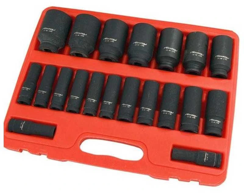 Smūginių ilgų galvučių rinkinys | 12,5 mm (1/2") | 10-38 mm | 20 vnt.