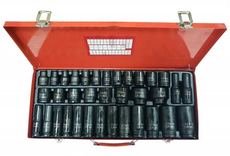 Smūginių ilgų ir trumpų galvučių rinkinys | CR-MO | 8 - 32 mm |1/2" 35 vnt.