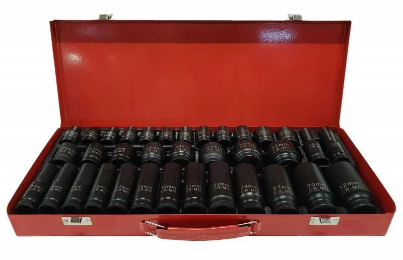 Smūginių ilgų ir trumpų galvučių rinkinys | CR-MO | 8 - 32 mm |1/2" 35 vnt.