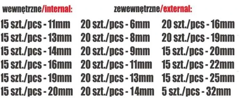 Vidinių ir išorinių žiedų rinkinys 300vnt