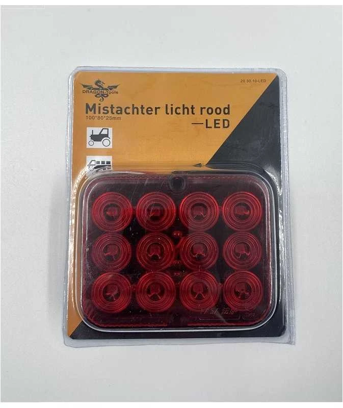 Žibintas LED 100x80x25mm priešrūkinis raud.gal. 12LED 12V