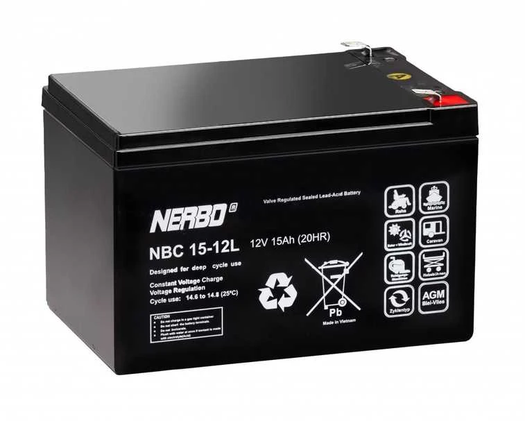 NERBO NBC 15-12L 12V 15Ah AGM ciklinis akumuliatorius