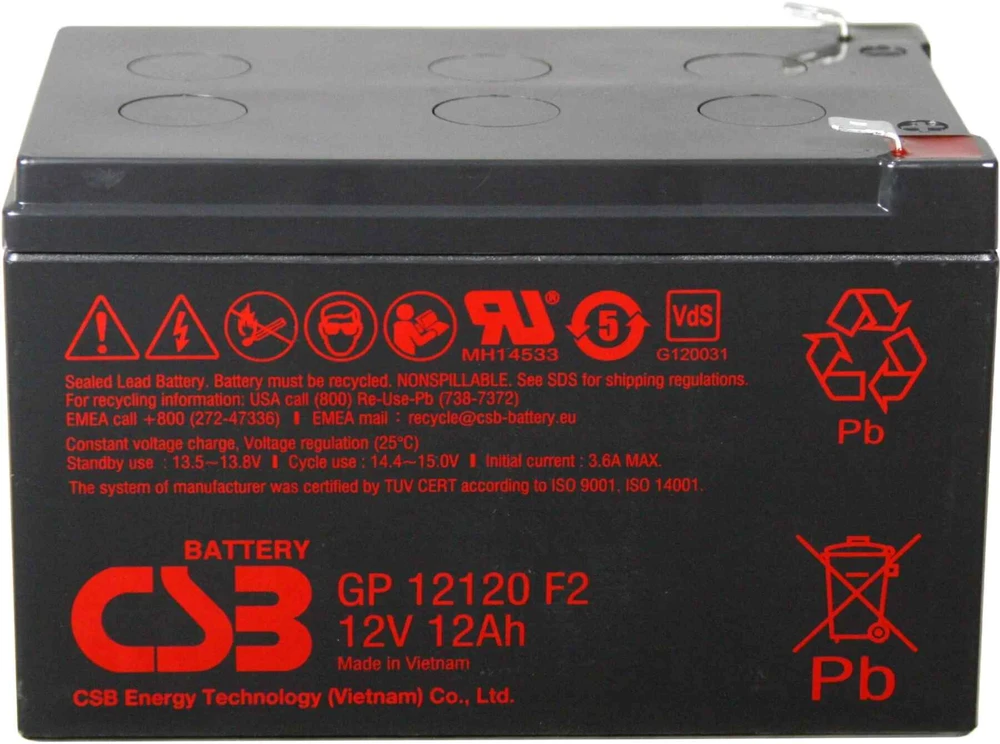 Akumuliatorius (AGM) CSB 12Ah 12V F2 VRLA (GP12120)