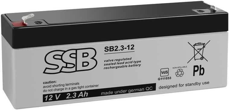 Akumuliatorius SSB SB 2,3-12 12V 2,3Ah Vds AGM veikimui nereikia priežiūros