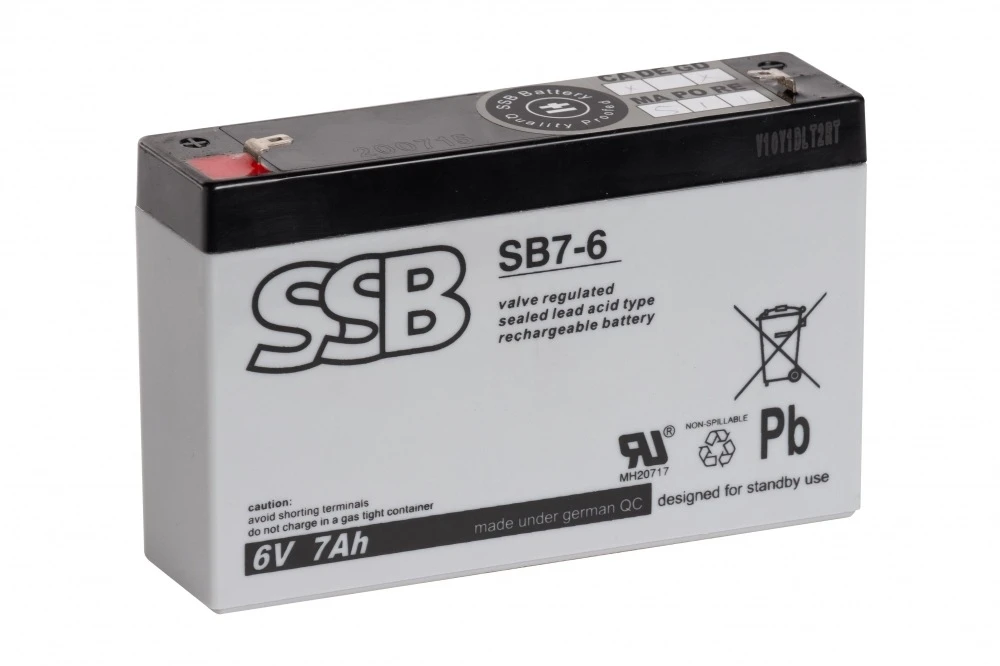 SSB SB 7-6 6V 7Ah AGM Akumuliatorius nereikalaujantis priežiūros