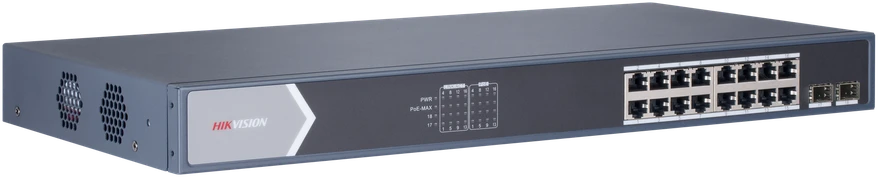 Šakotuvas Hikvision 18 prievadų 16 PoE prievadų komutatorius DS-3E0518P-E/M