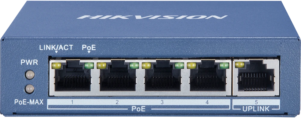 Šakotuvas SWITCH POE DS-3E0505P-E 4 PRIEVADŲ Hikvision