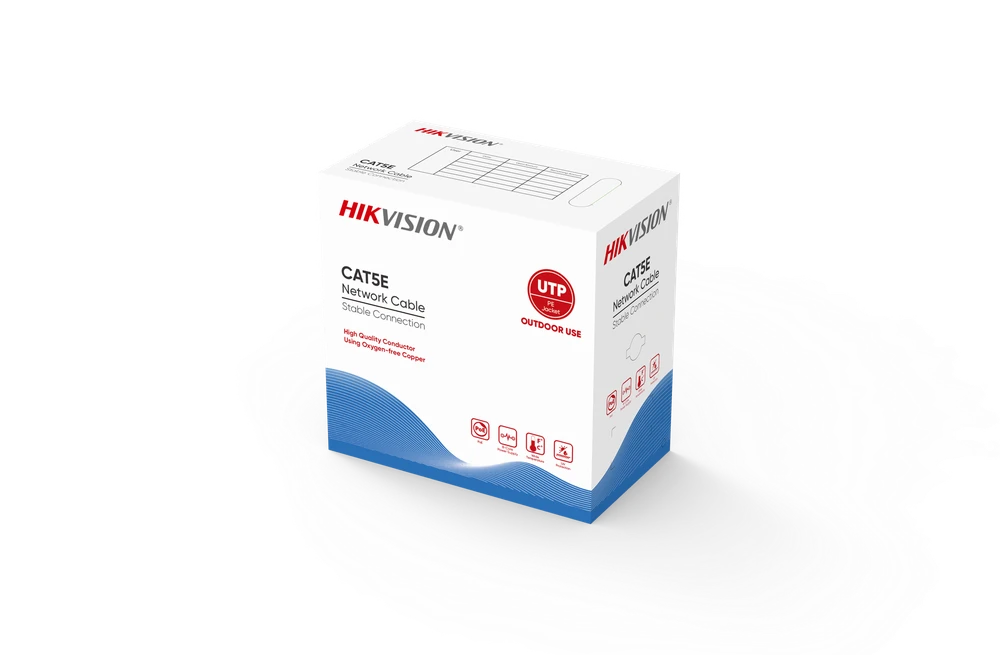 Hikvision Kabelis ryšio Hik-vision UTP 5E LAUKO PE izol. Fca kl. (Gysla-0.50mm, ritė 305m) DS-1LN5EO-UU/E