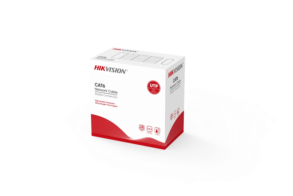 Hikvision Kabelis ryšio Hik-vision UTP 6E (Gysla-0.53mm, ritė 305m, vidaus) DS-1LN6-UE-W