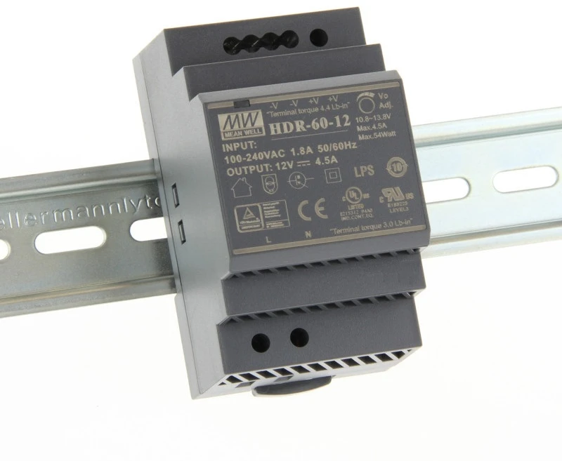 Mean Well Maitinimo blokas 4.5A/12V ant DIN bėgelio HDR-60-12