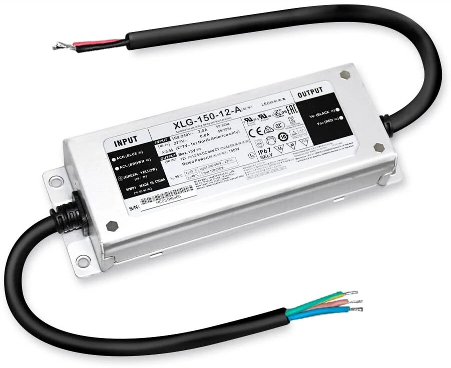Impulsinis maitinimo šaltinis LED 150W 12V 12.5A IP67, dimeriuojamas, Mean well XLG-150-12-A