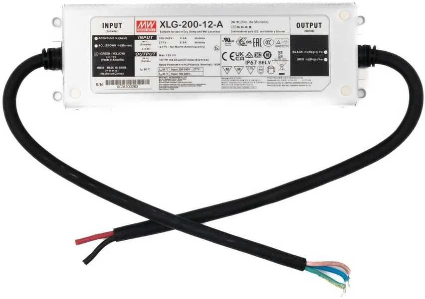 Impulsinis maitinimo šaltinis LED 200W 12V 16A IP67, dimeriuojamas, Mean well XLG-200-12-A