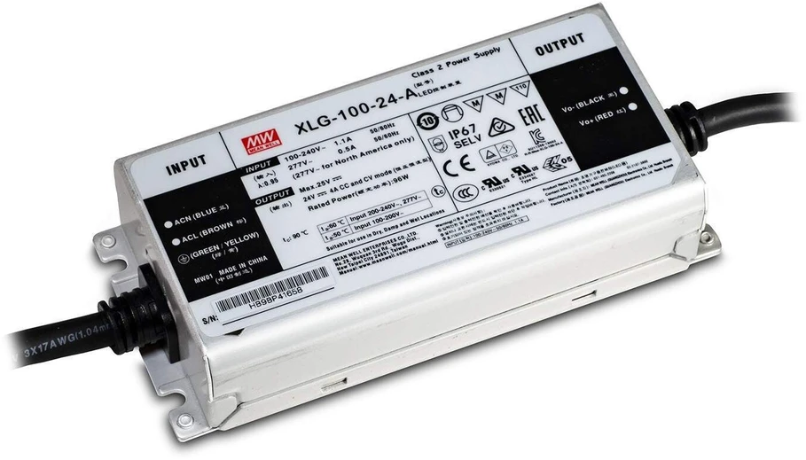 Impulsinis maitinimo šaltinis LED 24V 100W 24A, IP67, dimeriuojamas, MEAN WELL, XLG-100-24-A