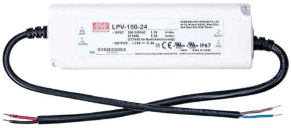 Impulsinis maitinimo šaltinis LED 24V 150W 6.3A, IP67, MEAN WELL LPV-150-24