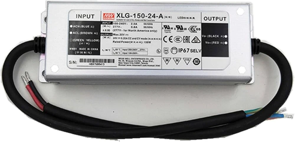 Impulsinis maitinimo šaltinis LED 24V 150W 6.25A, IP67, dimeriuojamas, MEAN WELL, XLG-150-24-A