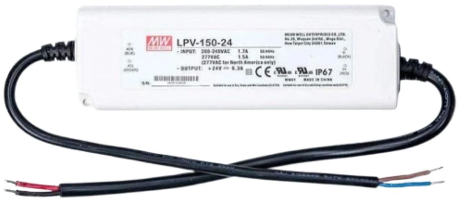 Impulsinis maitinimo šaltinis LED 24V 150W 6.3A, IP67, MEAN WELL LPV-150-24