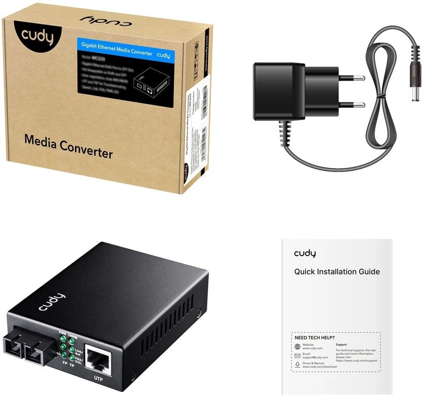 Konverteris Cudy MC100GSA-20P (RJ45 į SFP, 1Gb, PoE)