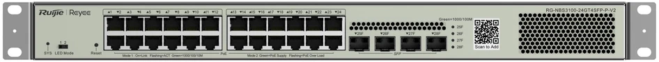Šakotuvas Ruijie Networks 28 prievadų komutatorius Ruijie Reyee RG-NBS3100-24GT4SFP-P-V2 (Valdomas, Layer 2, 24 x PoE+)