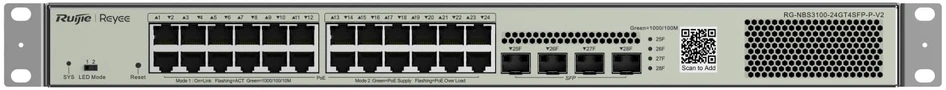 Šakotuvas Ruijie Networks 28 prievadų komutatorius Ruijie Reyee RG-NBS3100-24GT4SFP-P-V2 (Valdomas, Layer 2, 24 x PoE+)