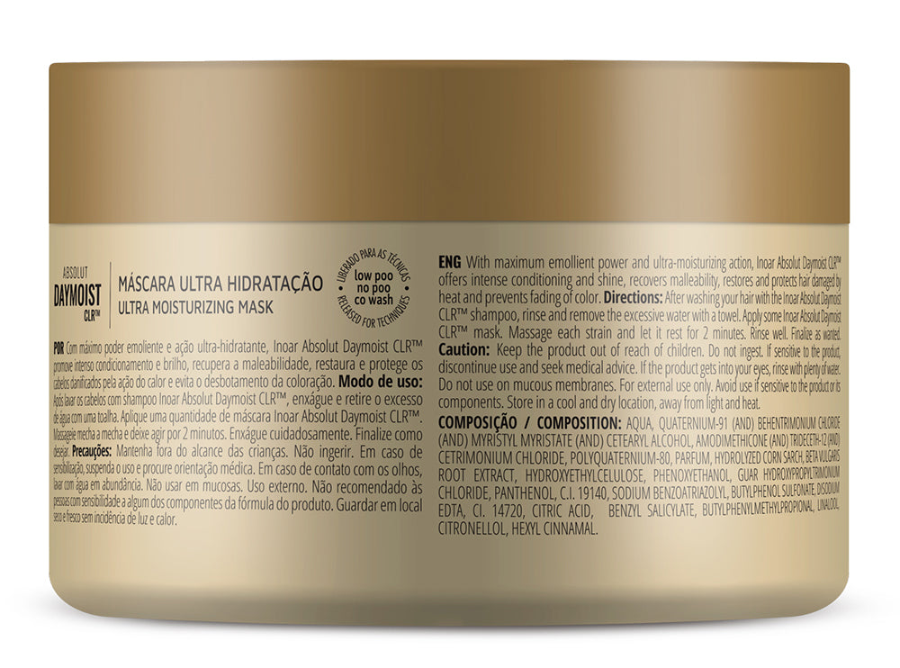 INOAR Absolut Daymoist Mask - plaukų kaukė chemiškai pažeistiems plaukams 250 g